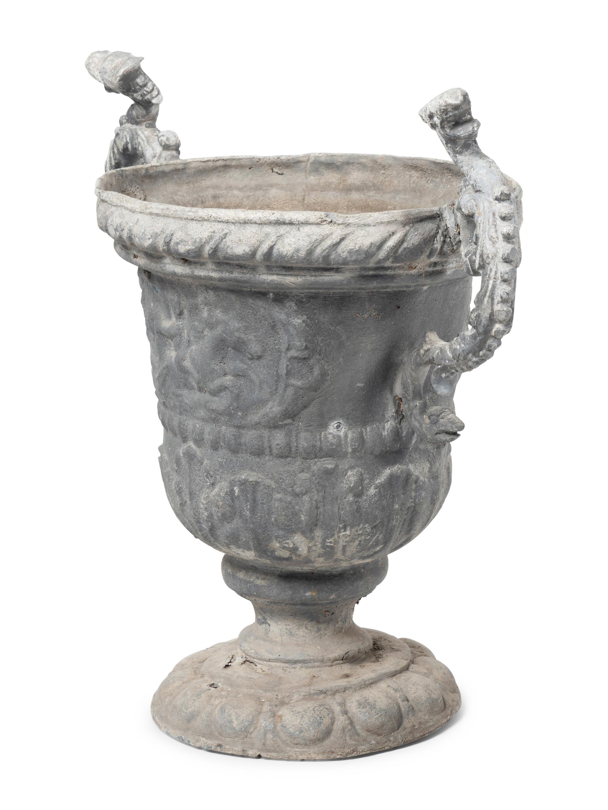 A Group of Six Cast Metal Campagna-Form Jardinières