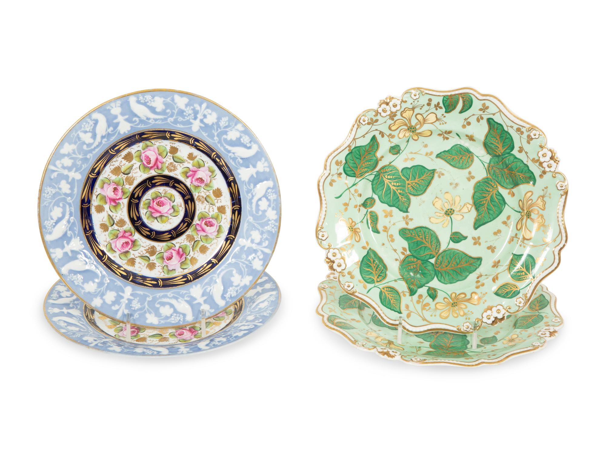 Two Pairs of English Porcelain Plates