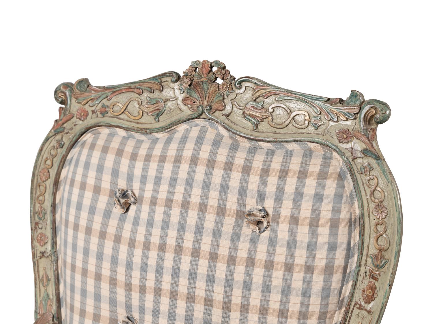 A Set of Six North Italian Rococo Polychrome Painted Armchairs