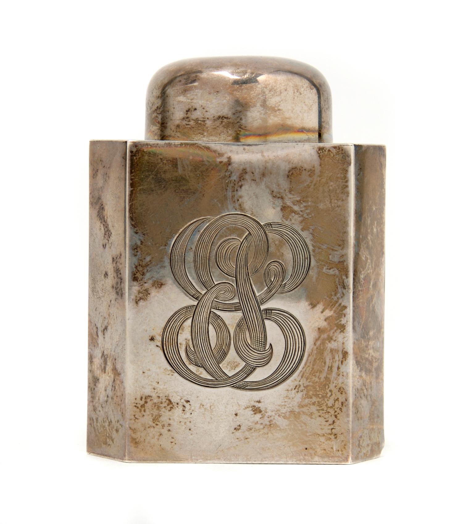 An American Sterling Silver Tea Caddy, Height 3 3/4 inches.