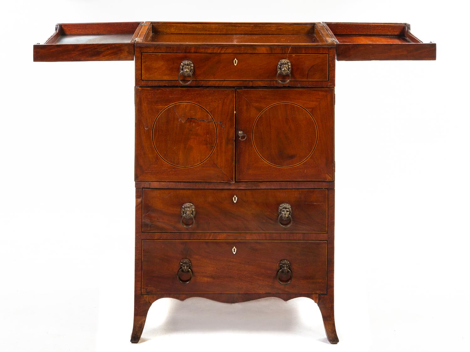 A George III Style Mahogany Side Cabinet, Height 37 x width 23 3/8 x depth 18 1/2 inches.