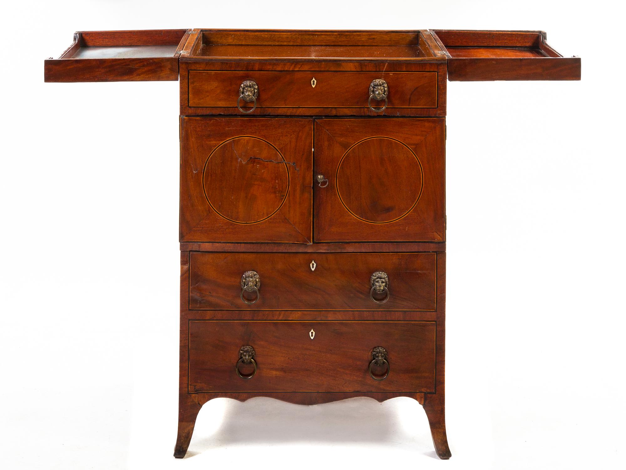 A George III Style Mahogany Side Cabinet, Height 37 x width 23 3/8 x depth 18 1/2 inches.