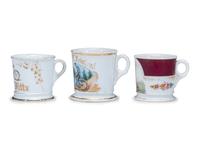 Three Cyclist's Porcelain Shaving Mugs