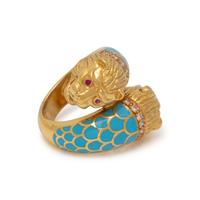 YELLOW GOLD, DIAMOND AND ENAMEL RING