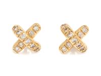 A Pair of 18 Karat Yellow Gold and Diamond 'X' Earrings, Tiffany & Co.,