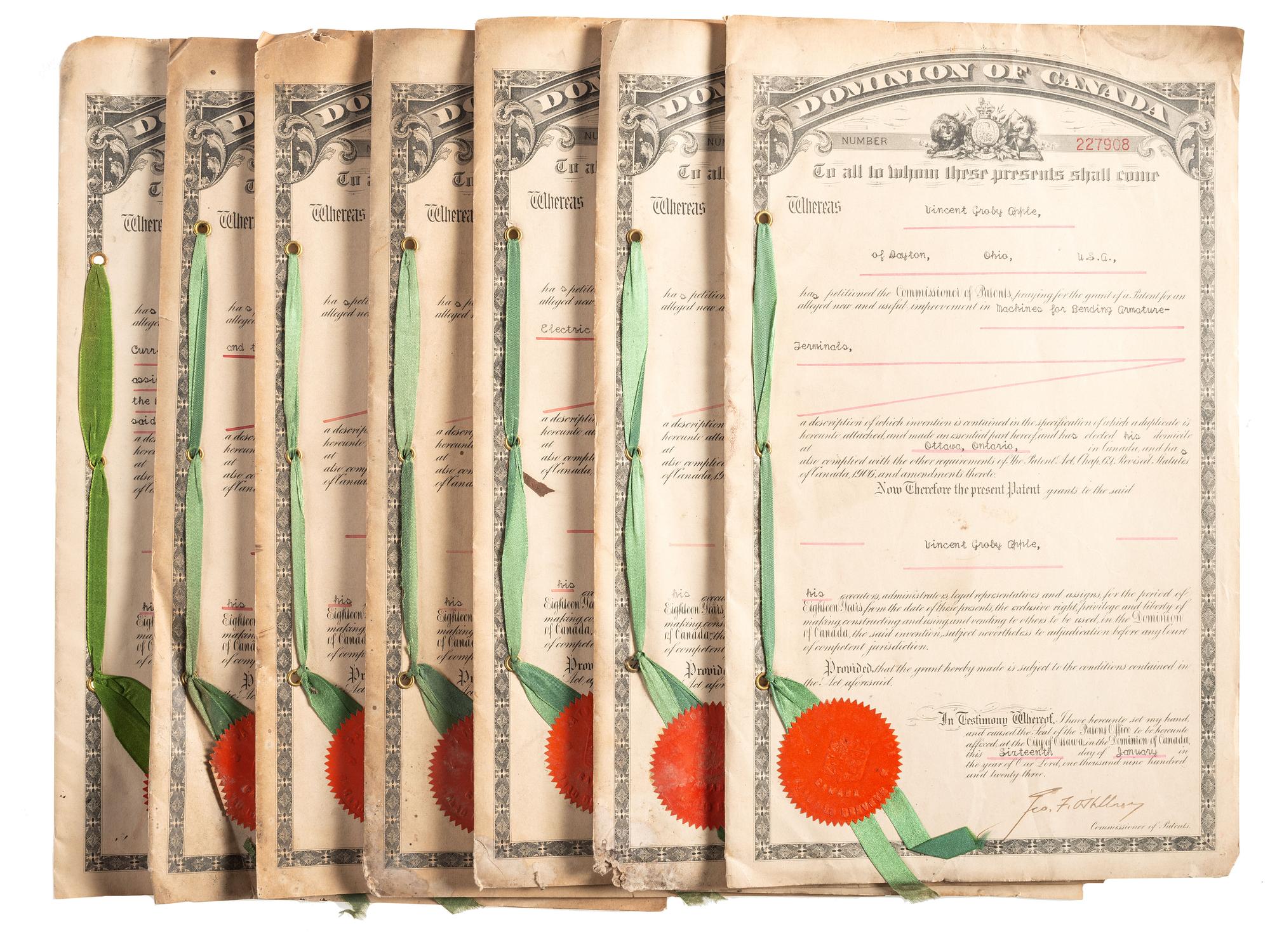 [OHIO] -- [SCIENCE & INDUSTRY]. APPLE, Vincent G. (1874-1932). Collection related to prolific Dayton-area inventor and automotive pioneer Vincent Groby Apple.