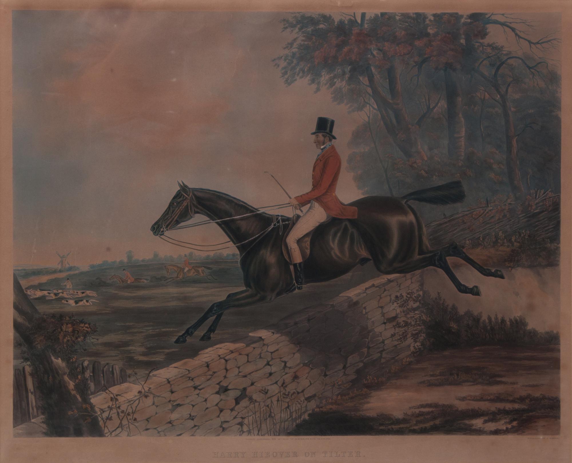 A Group of Four Hunting Themed Engravings Largest 20 3/4 x 27 inches.