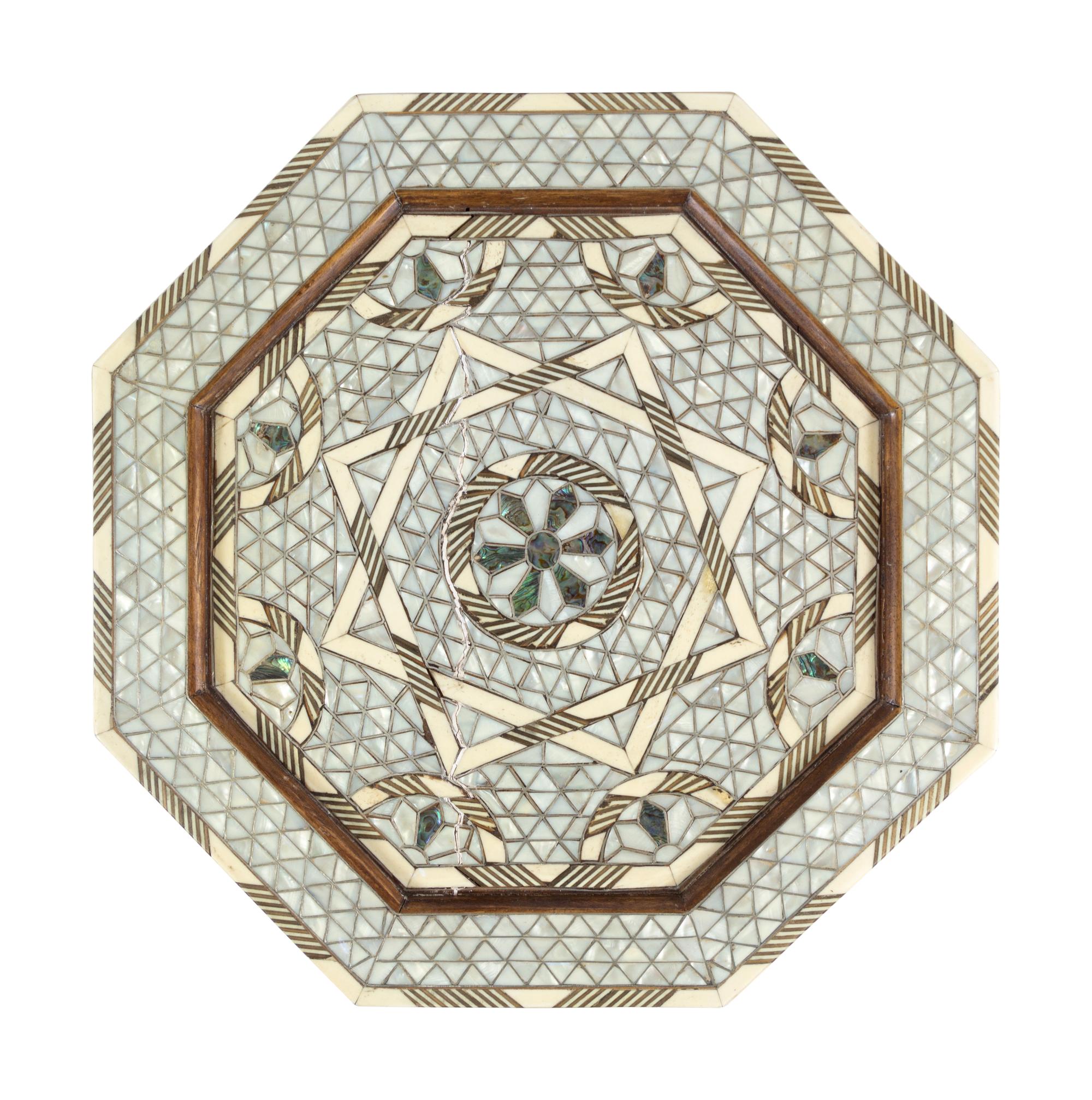 A Syrian or Egyptian Mother-of-Pearl Inlaid Octagonal Side Table