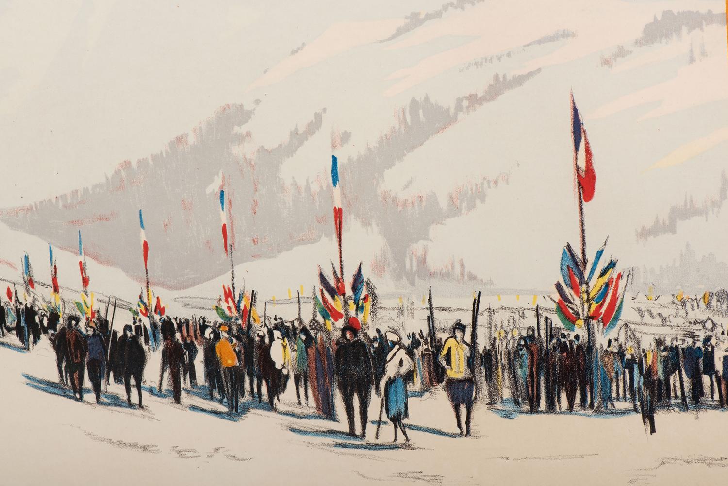 [TRAVEL - WINTER OLYMPICS]. ALO (HALLO, Charles), artist. Chamonix Mont-Blanc / Sports d'Hiver à l'occasion de la VIIIe Olympiade / 25 Janvier-5 Fevrier 1924 . Paris: Cornille & Serre, 1924.