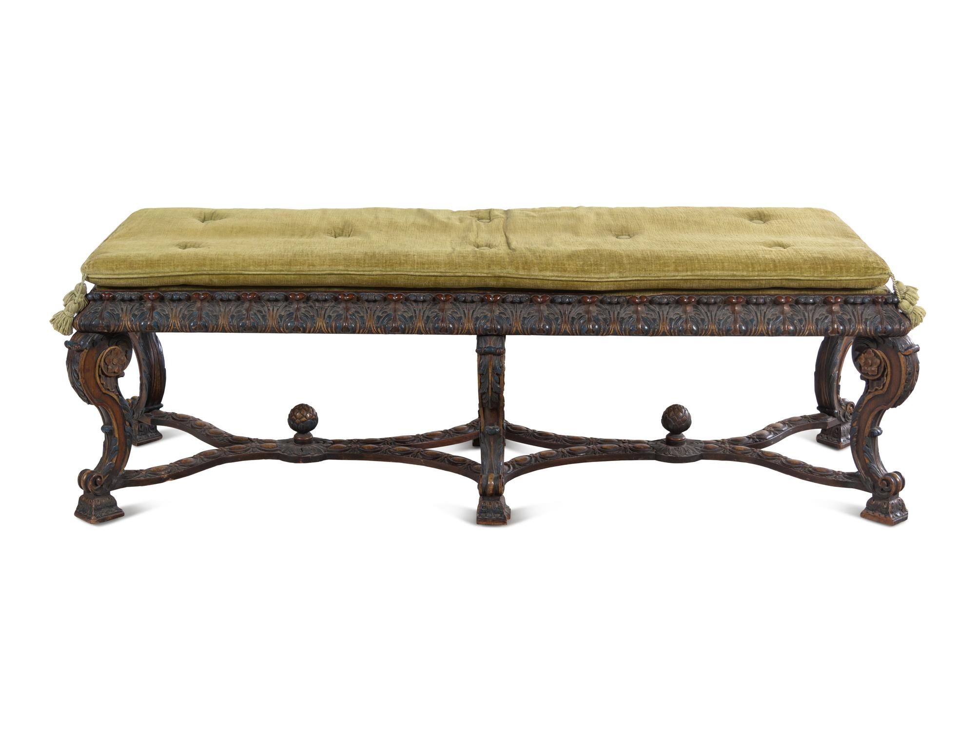 A Louis XIV Style Painted Bench