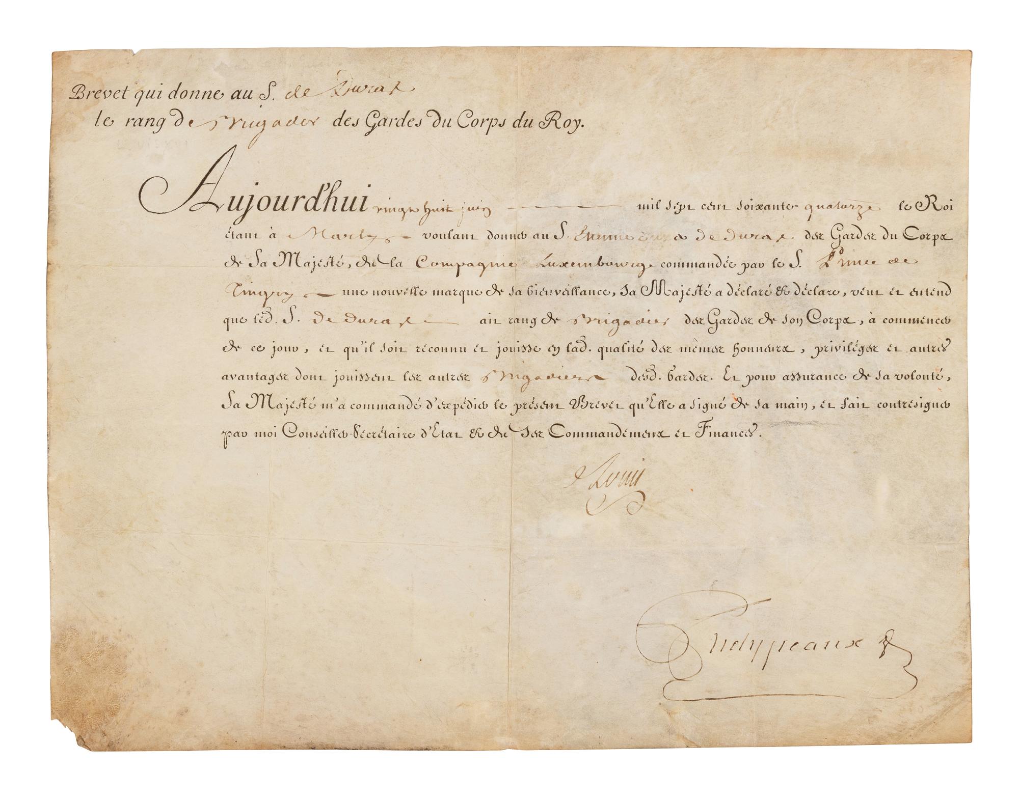 [LOUIS XVI]. A group of 2 documents with secretarial signatures, comprising: