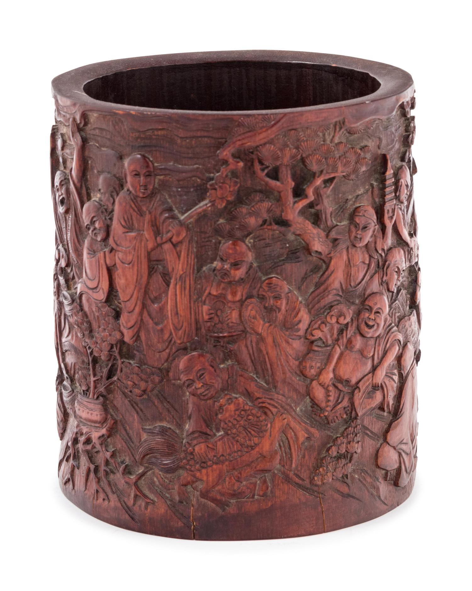 A Chinese Carved Bamboo Brush Pot