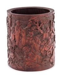 A Chinese Carved Bamboo Brush Pot