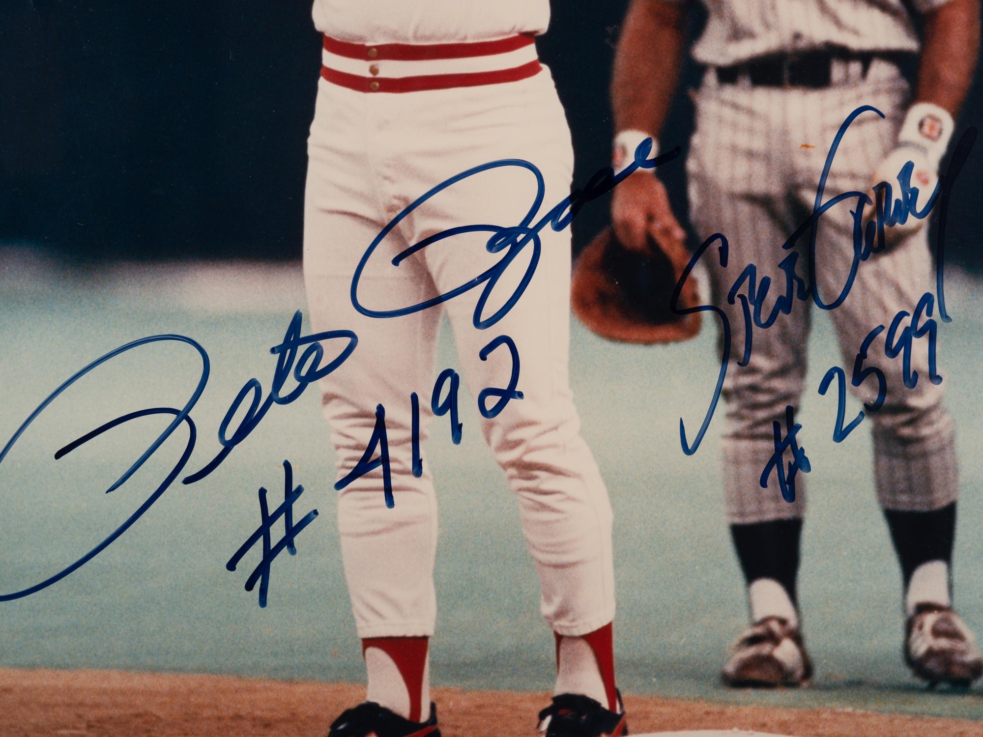 A Baseball's Greatest Feats Signed Autograph Print and Pete Rose / Steve Garvey Dual Signed 4,192 Large Format Photograph