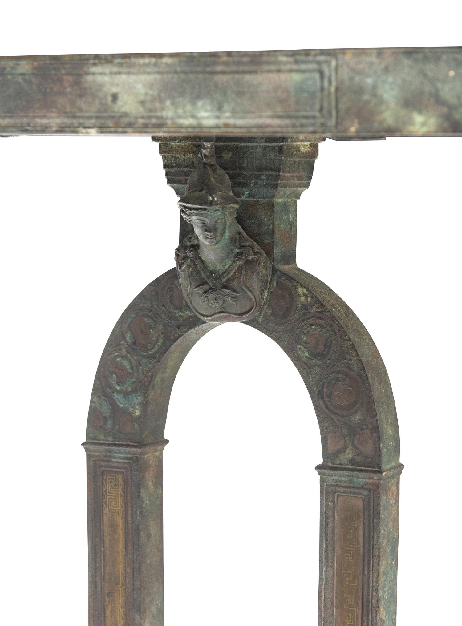 An Italian Patinated Bronze and Marble Table Attributed to Chiurazzi Foundry