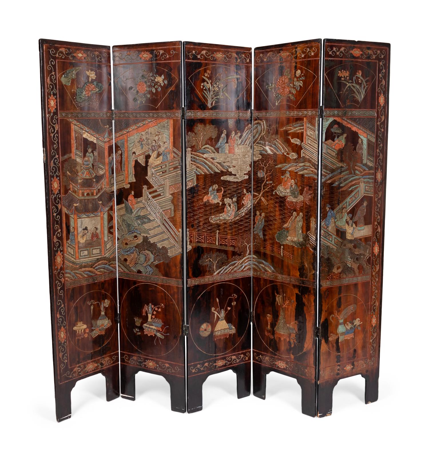 A Chinese Five-Panel Coromandel Screen