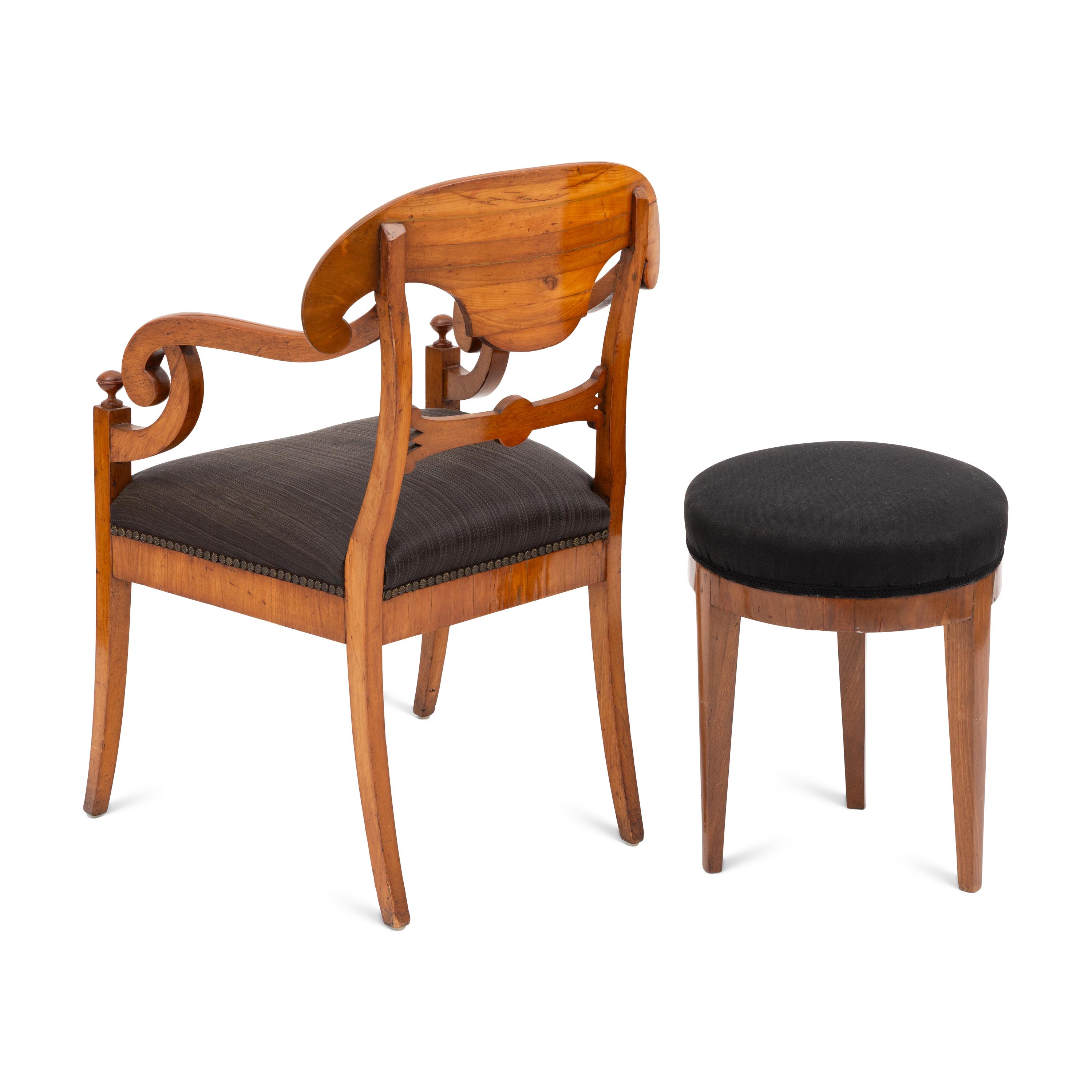 A Biedermeier Fauteuil and Stool