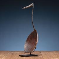 Sioux Buffalo Horn Ladle, with Crane Effigy