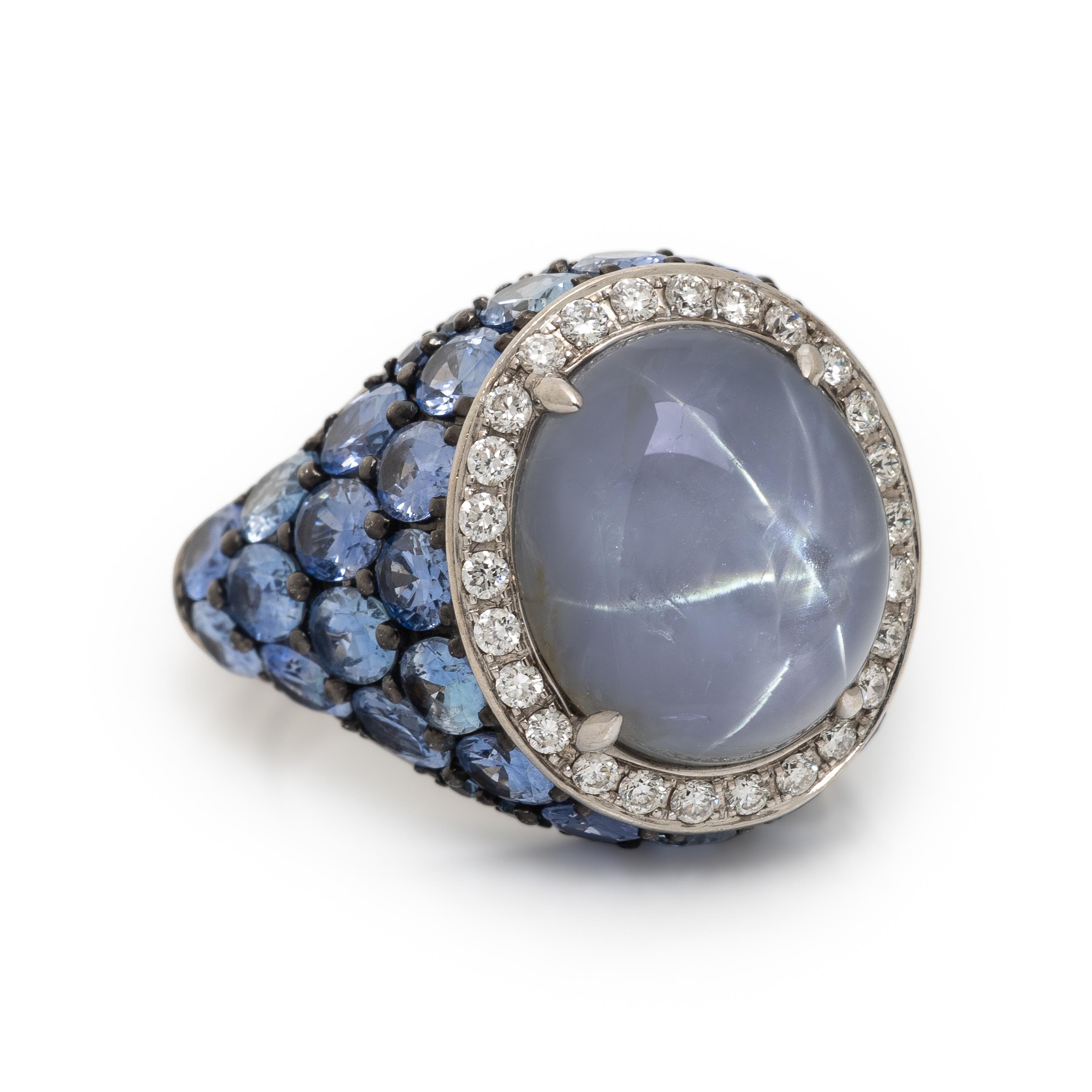 Robert Procop, Gray Star Sapphire, Sapphire, and Diamond 'Celebration' Ring
