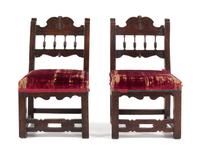 A Pair of French Walnut Side Chairs Height 31 inches. — CIRCA 1900