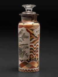 A Pair of Andrew Clemens (American, 1857-1894) 'Sweetheart' Sand Bottles