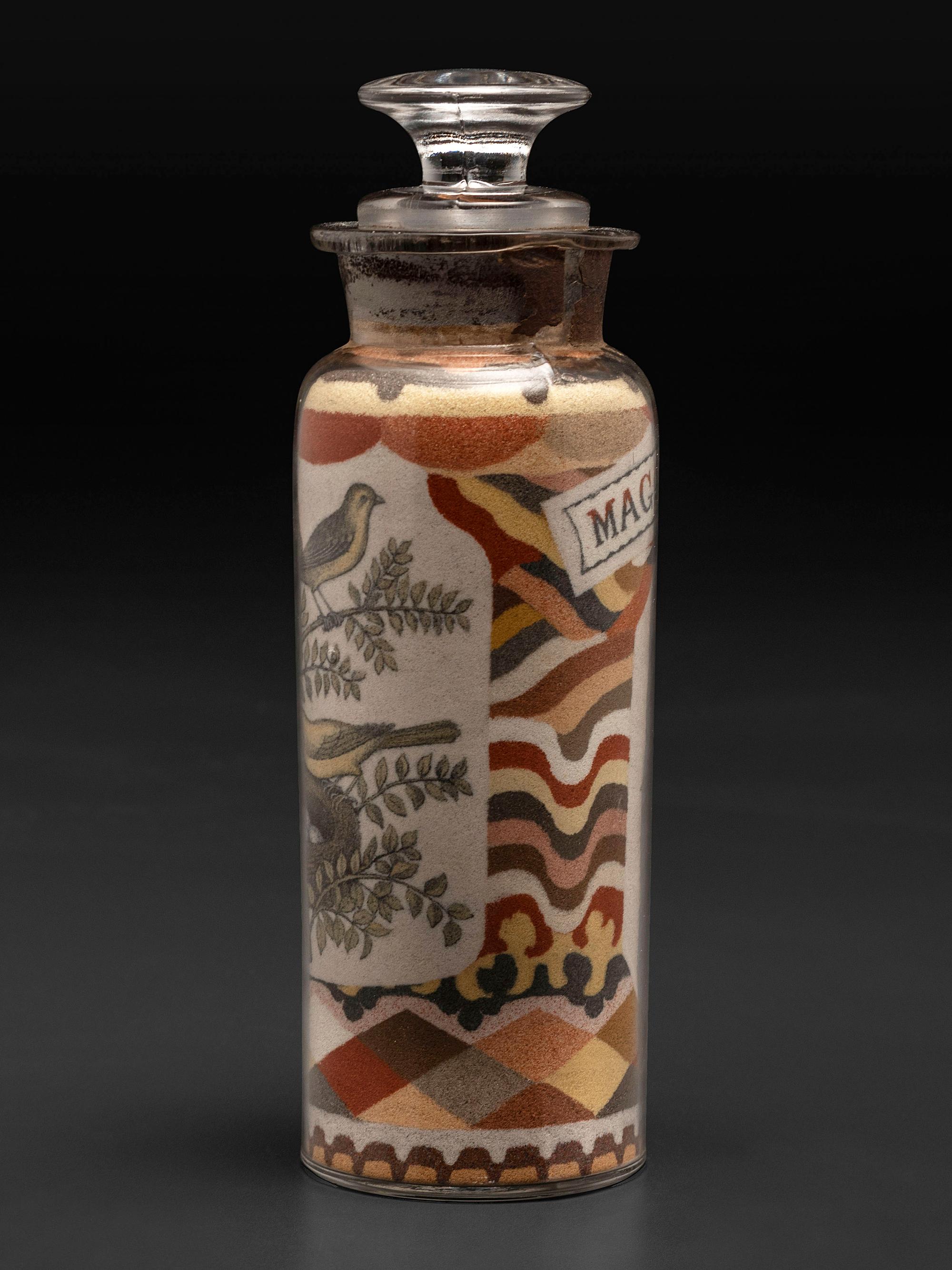 A Pair of Andrew Clemens (American, 1857-1894) 'Sweetheart' Sand Bottles