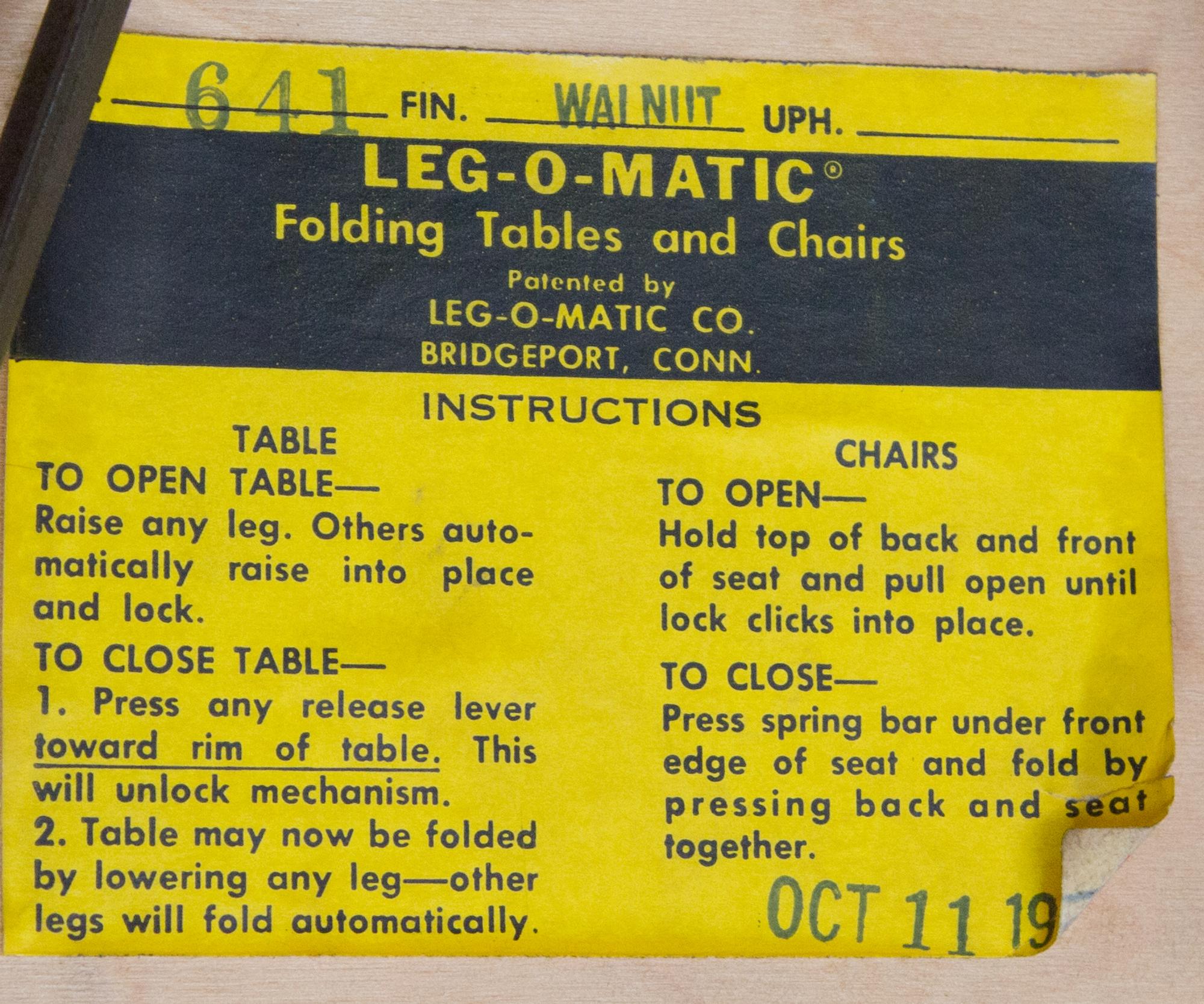 Four Modern Wood Folding Chairs, LEG-O-MATIC Height 32 inches.