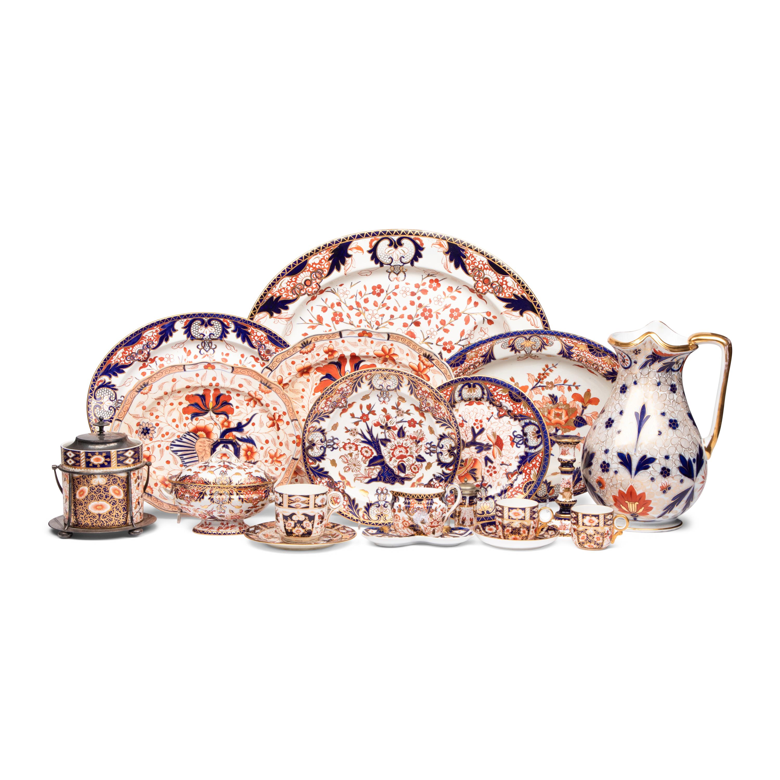 A Collection of English Imari Palette Porcelain and Stoneware Articles