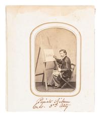 [CIVIL WAR]. Albumen photographs of soldier-artist William Aitken at work, and of the artwork he created.
