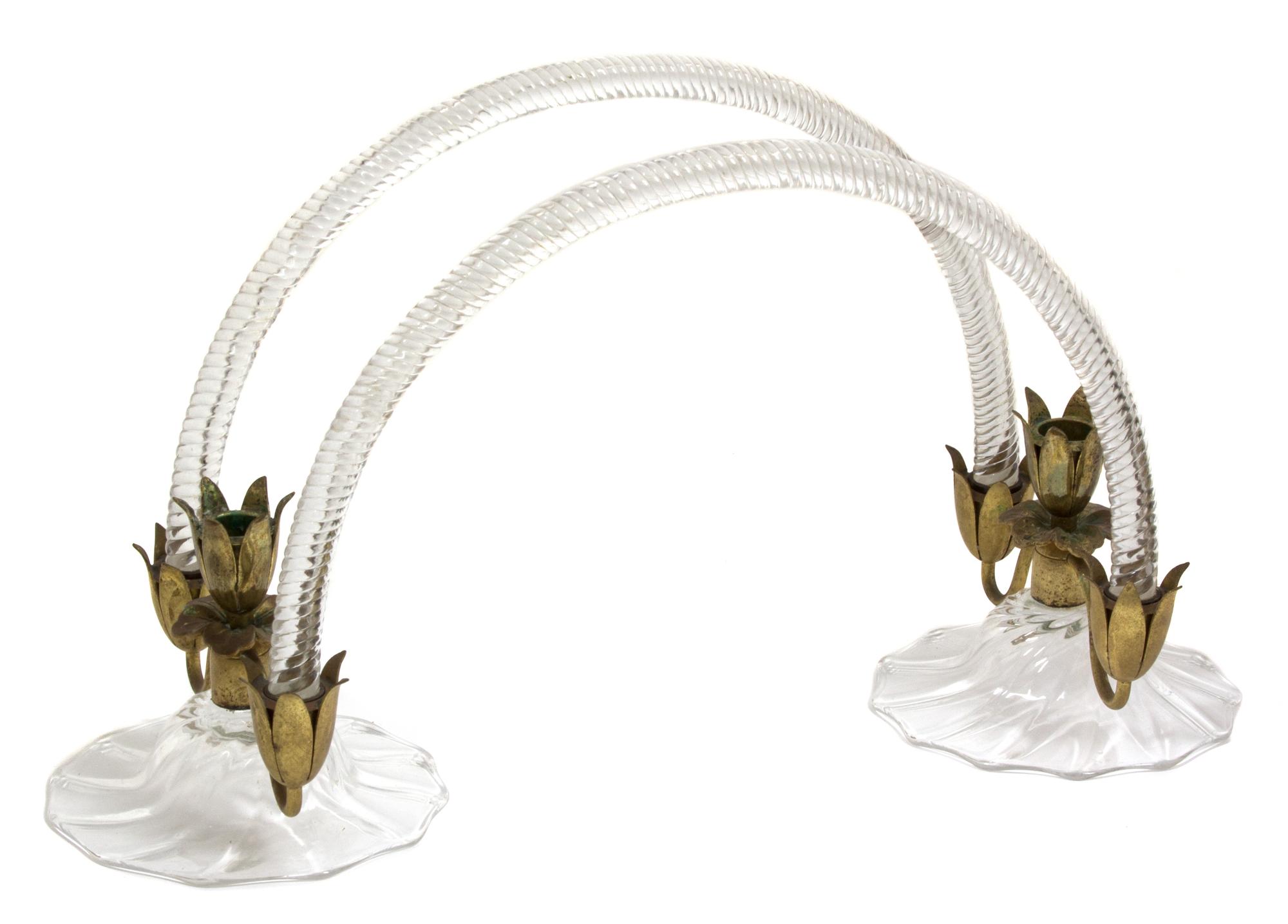An Unusual Two-Light Glass Table Sconce Height 8 x width 13 1/2 x depth 4 inches. — 20TH CENTURY