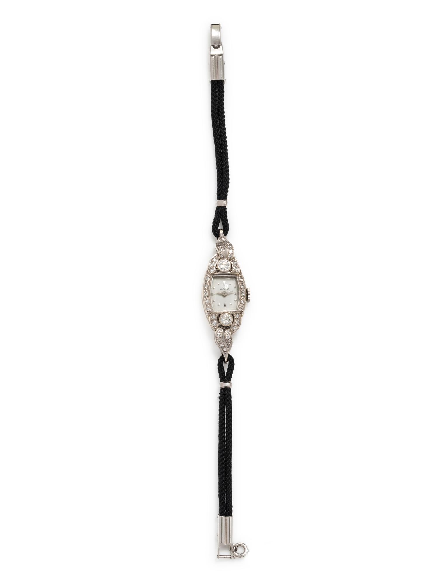 HAMILTON, 14K WHITE GOLD AND DIAMOND WRISTWATCH
