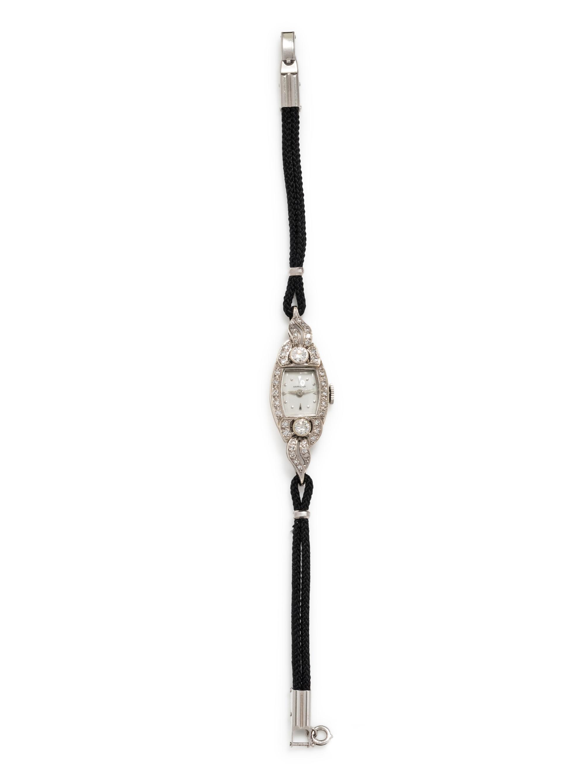 HAMILTON, 14K WHITE GOLD AND DIAMOND WRISTWATCH