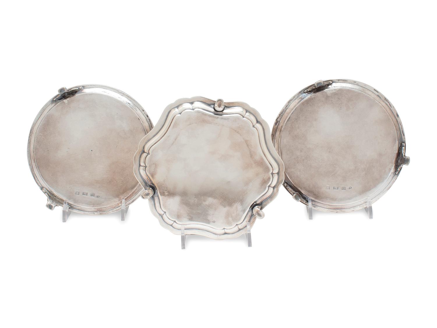 Three English Silver Waiters