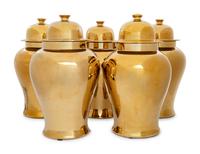 A Group of Five Gilt Porcelain Jars