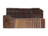 [FINE BINDINGS]. A group of 56 volumes in fine full or half leather bindings, including works relating to history, art, literature, and geography, mostly in French.