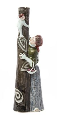 A Chinese Export Porcelain European Subject Spill Vase Height 14 inches. — LATE 19TH/EARLY 20TH CENTURY