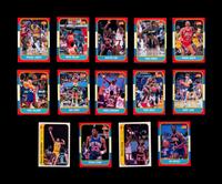 A Group of 54 1986 Fleer Basketball Cards, Including a Patrick Ewing Rookie No. 32, and Two Stickers