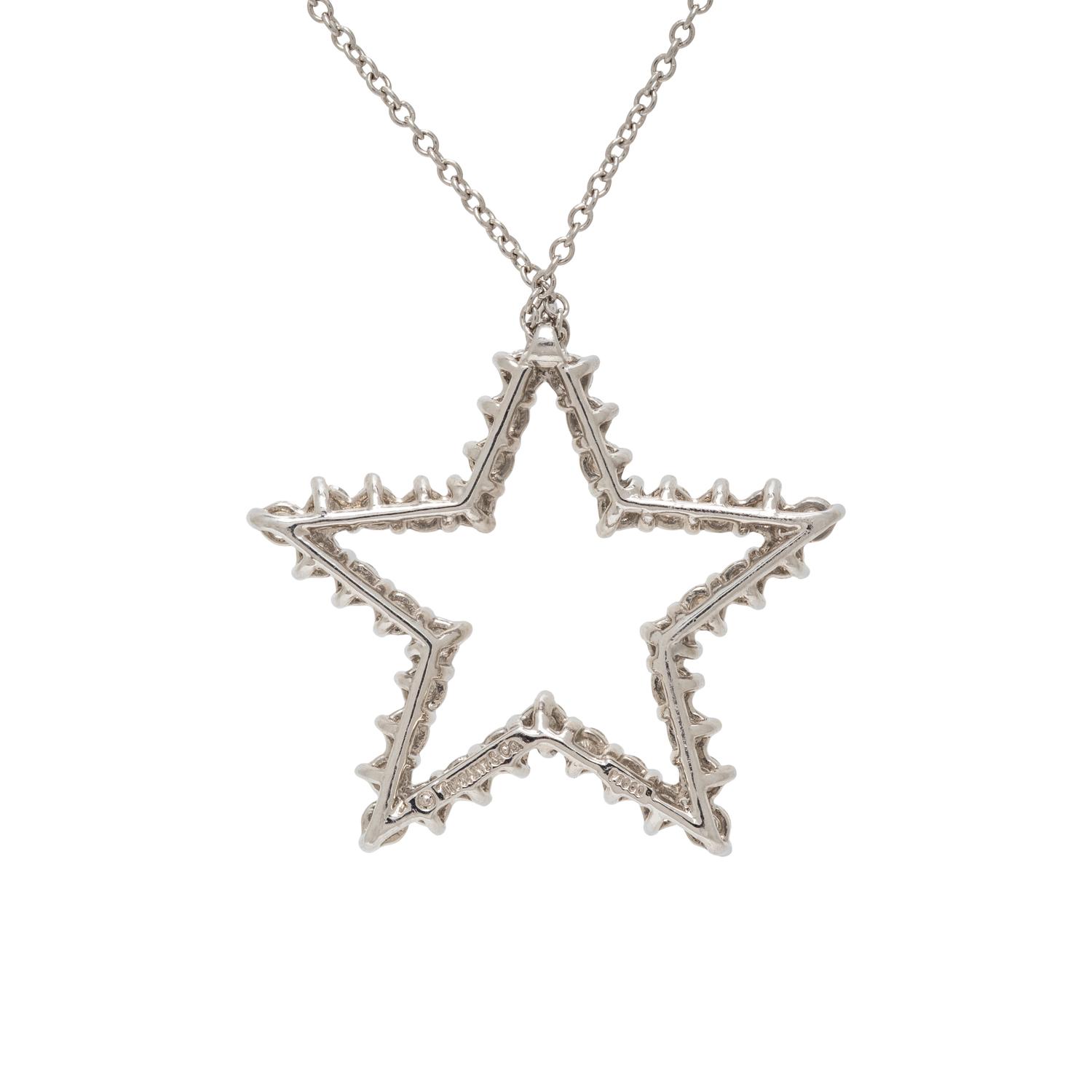 TIFFANY & CO., PLATINUM AND DIAMOND STAR PENDANT NECKLACE
