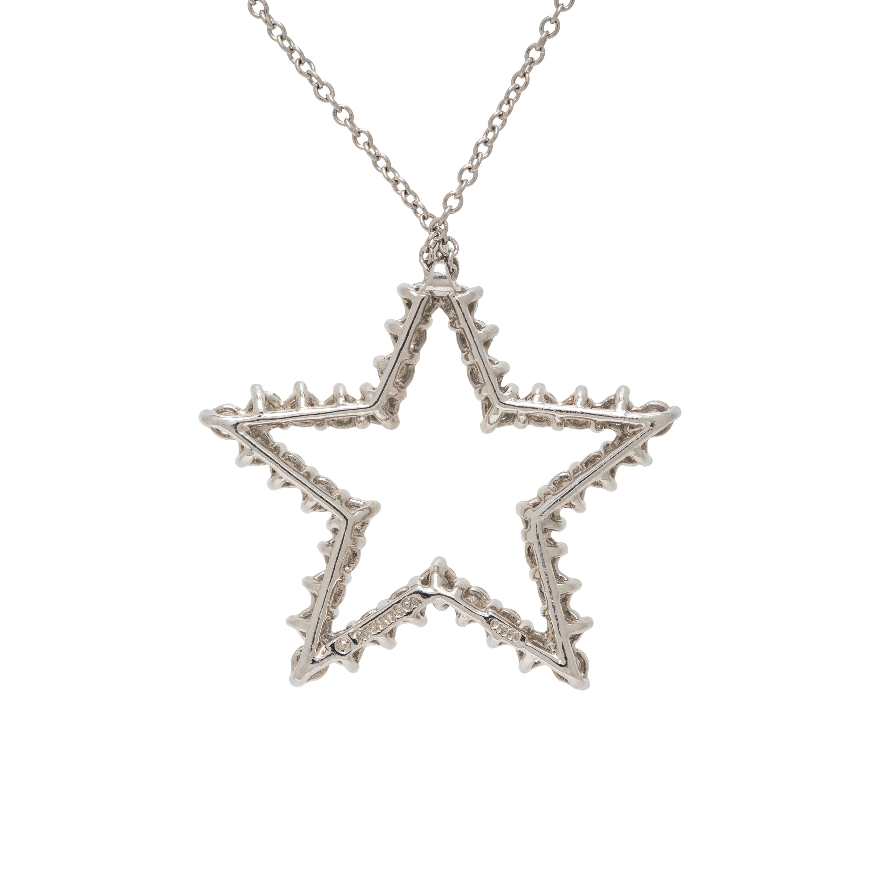 TIFFANY & CO., PLATINUM AND DIAMOND STAR PENDANT NECKLACE