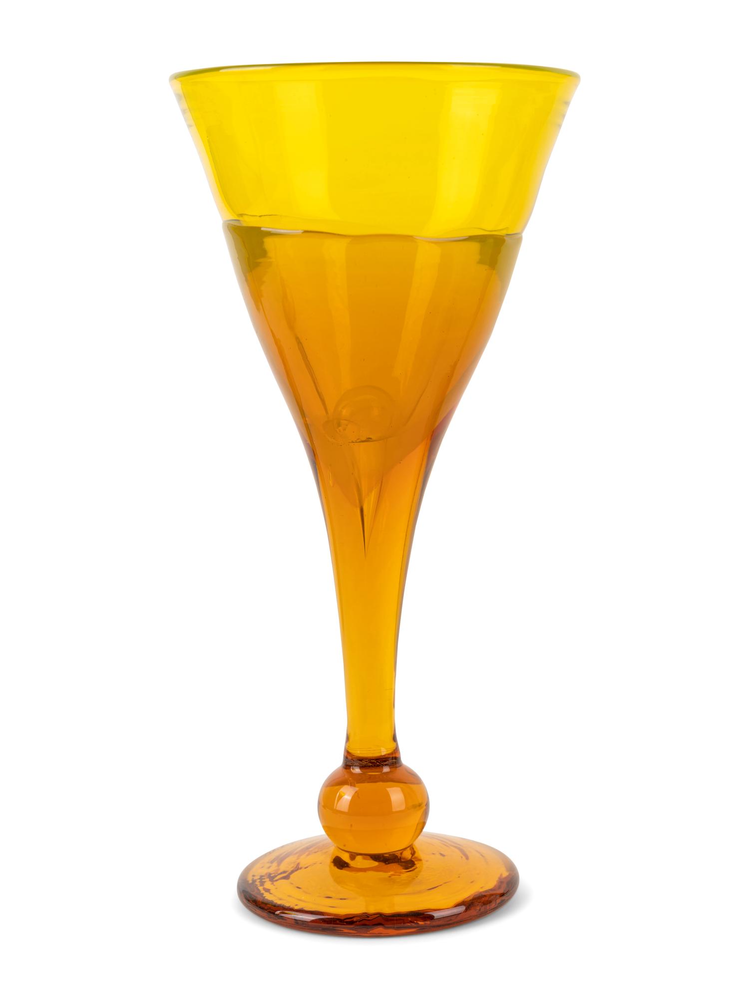 Yellow Glass Decanter with Stopper and Six Goblets, c. 1970