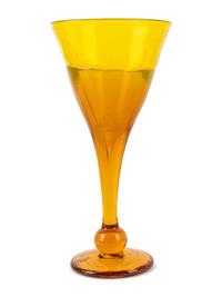 Yellow Glass Decanter with Stopper and Six Goblets, c. 1970