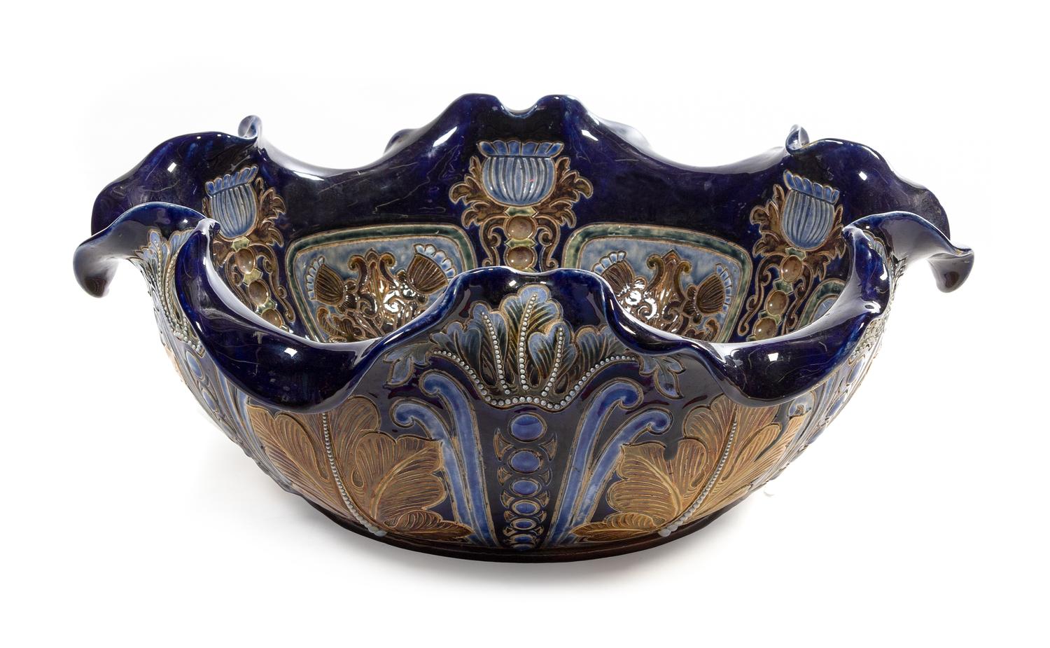 A Doulton Lambeth Pottery Center Bowl Diameter 22 inches.