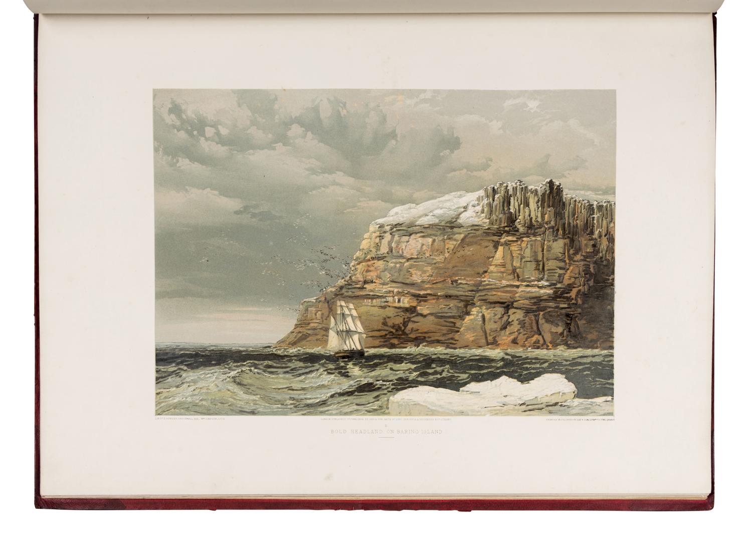 CRESSWELL, Samuel Gurney (1827-1867). A series of eight sketches in colour (together with a chart of the route), by Lieut. S. Gurney Cresswell, of the voyage of H.M.S. Investigator (Captain M’Clure), during the discovery of the North-west passage . London: Day and Son, 1854.
