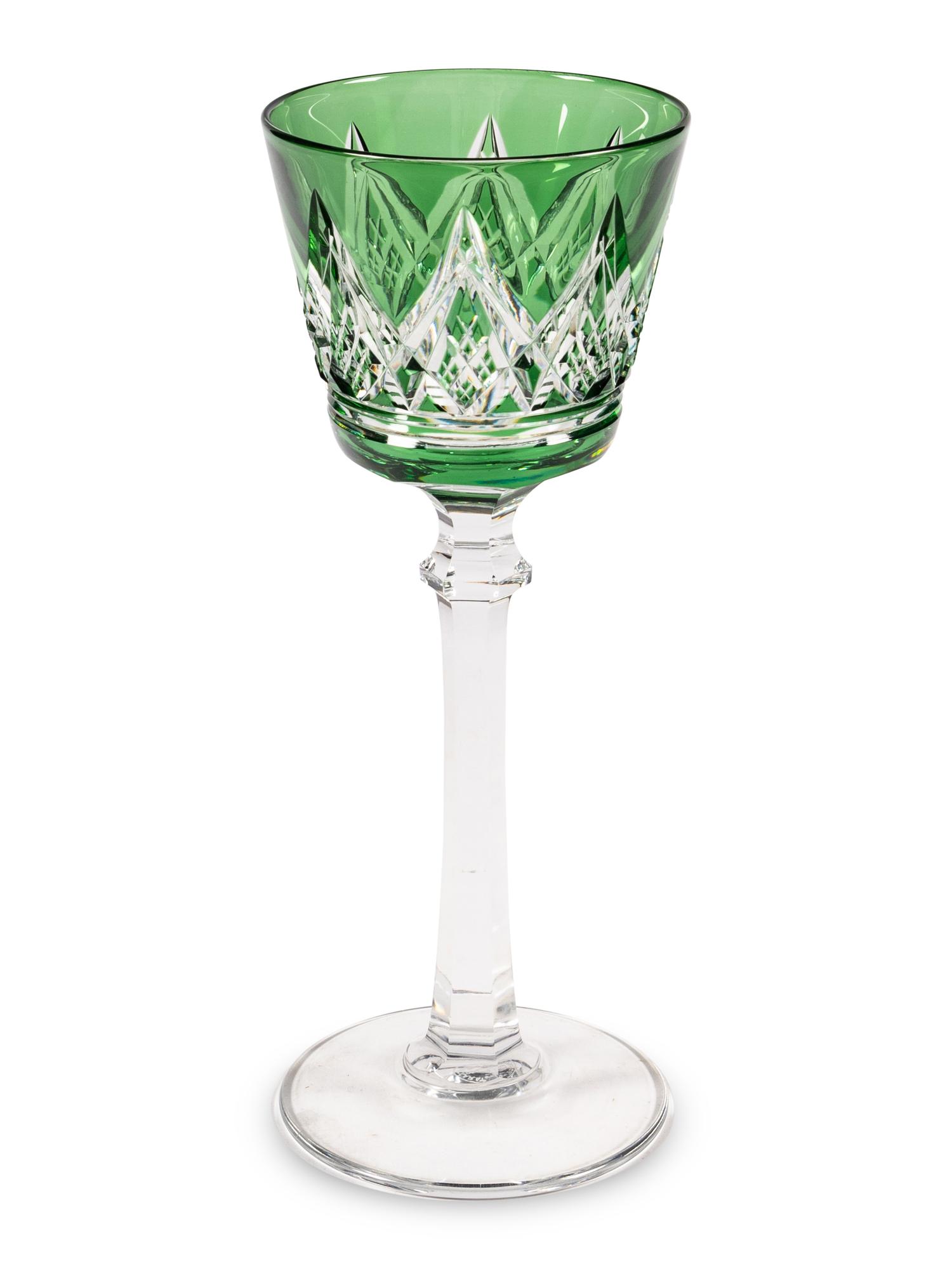 A Collection of Baccarat Colored Cut-to-Clear Wine Glasses