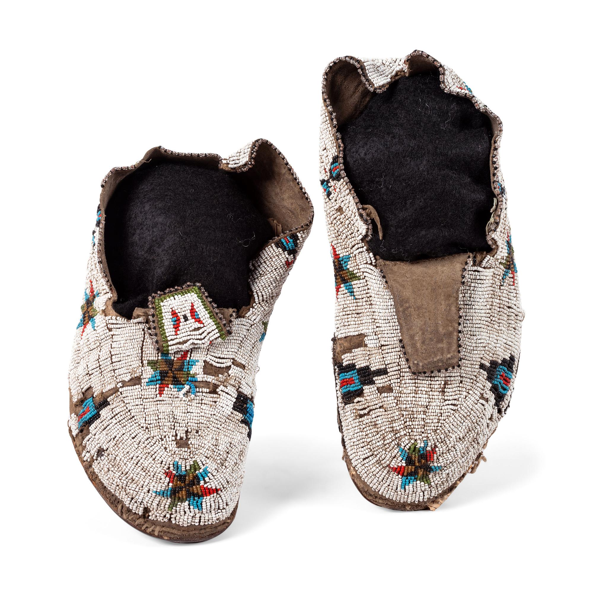Cheyenne Beaded Hide Moccasins