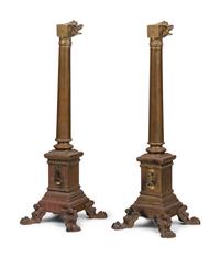 A Pair of English Brass Dragon-Form Andirons