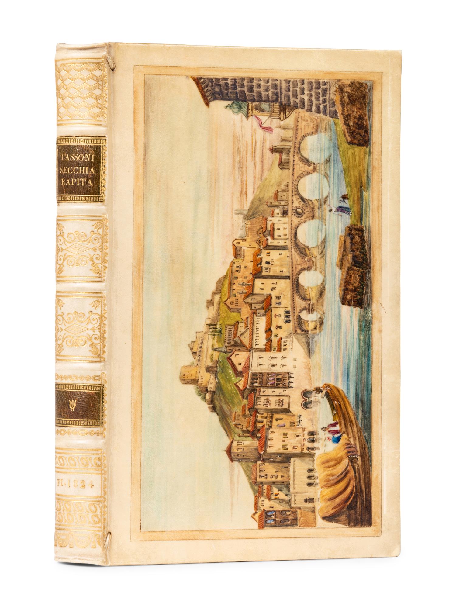 [FORE-EDGE PAINTING]. A group of 3 FORE-EDGE PAINTINGS of scenes from Italy and France, comprising: