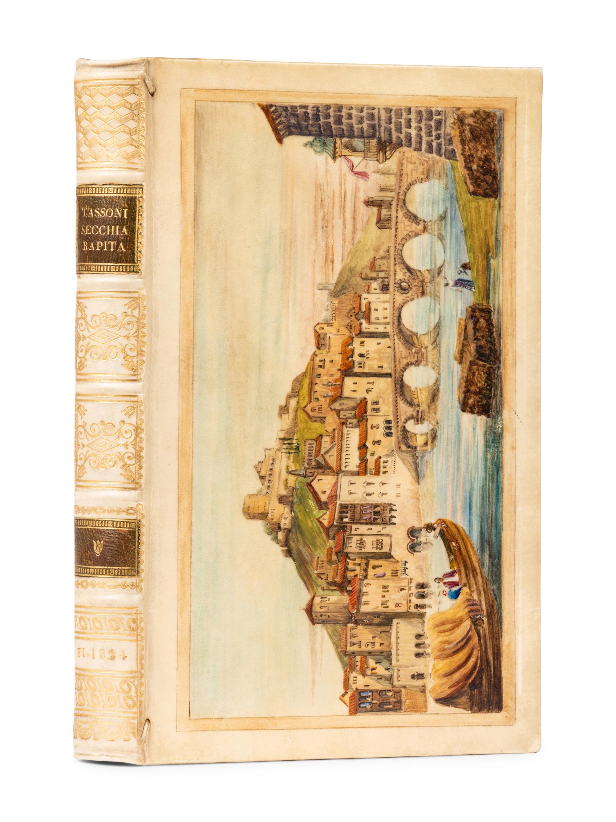 [FORE-EDGE PAINTING]. A group of 3 FORE-EDGE PAINTINGS of scenes from Italy and France, comprising: