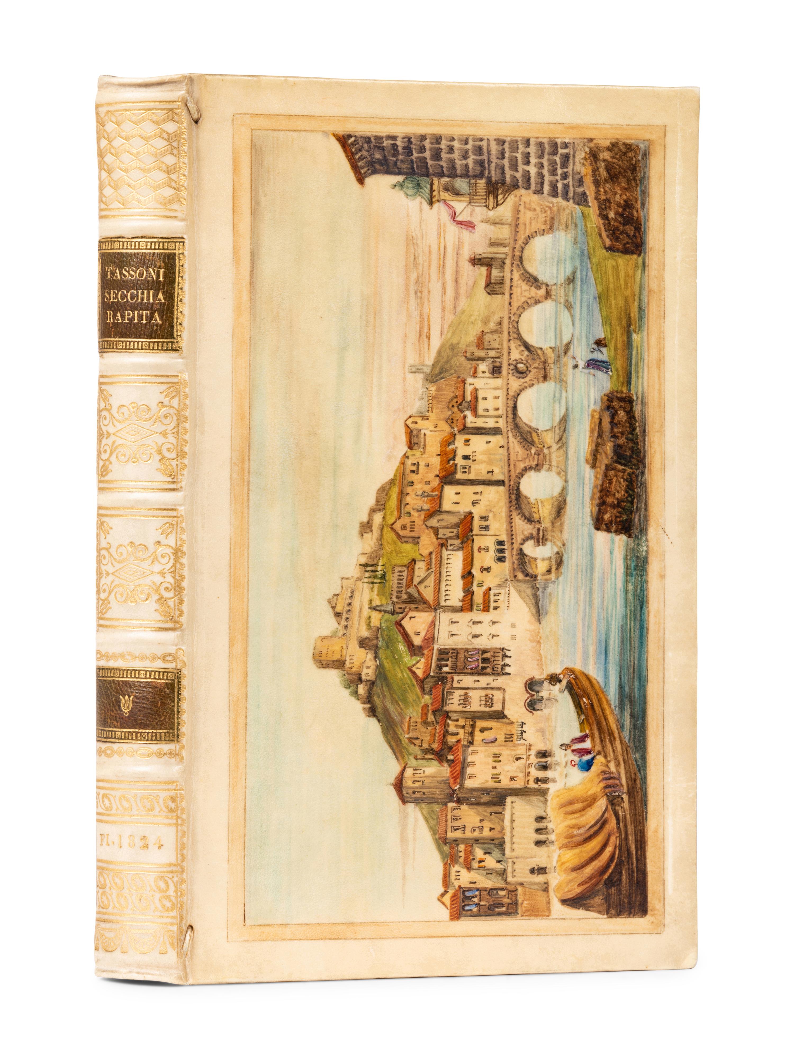 [FORE-EDGE PAINTING]. A group of 3 FORE-EDGE PAINTINGS of scenes from Italy and France, comprising: