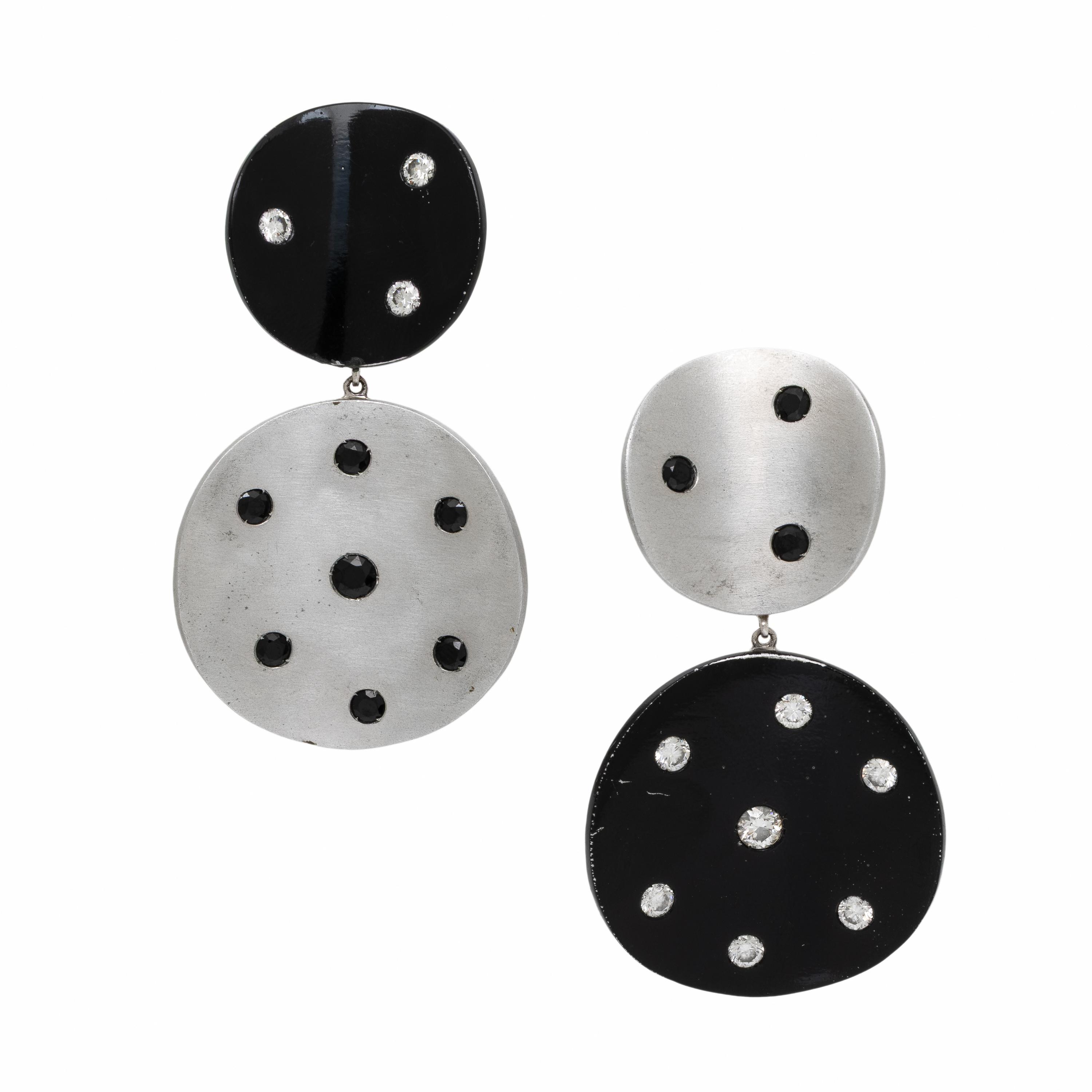 Sabbadini, Diamond, Black Spinel, and Aluminum Earrings